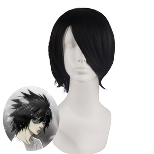 淘气家 死亡笔记 L cos假毛黑色反翘35cm短发cosplay假发