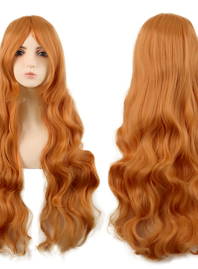 潼漫 cos假发金橘色长卷发金橙色动漫万用80CM大波浪Lolita全头套