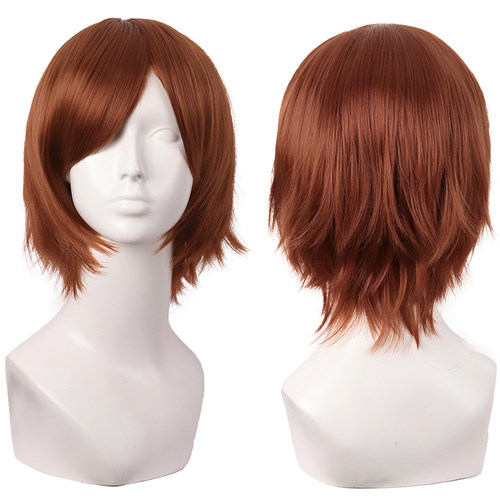 潼漫高温丝短发巧克力色cos假发