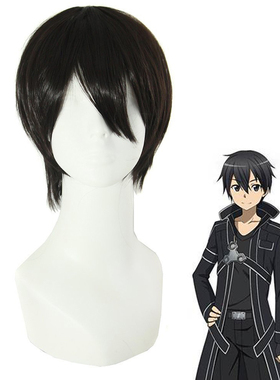 刀剑神域 桐谷和人/桐人 动漫cos假发男款日系蓬松黑色短直发包邮