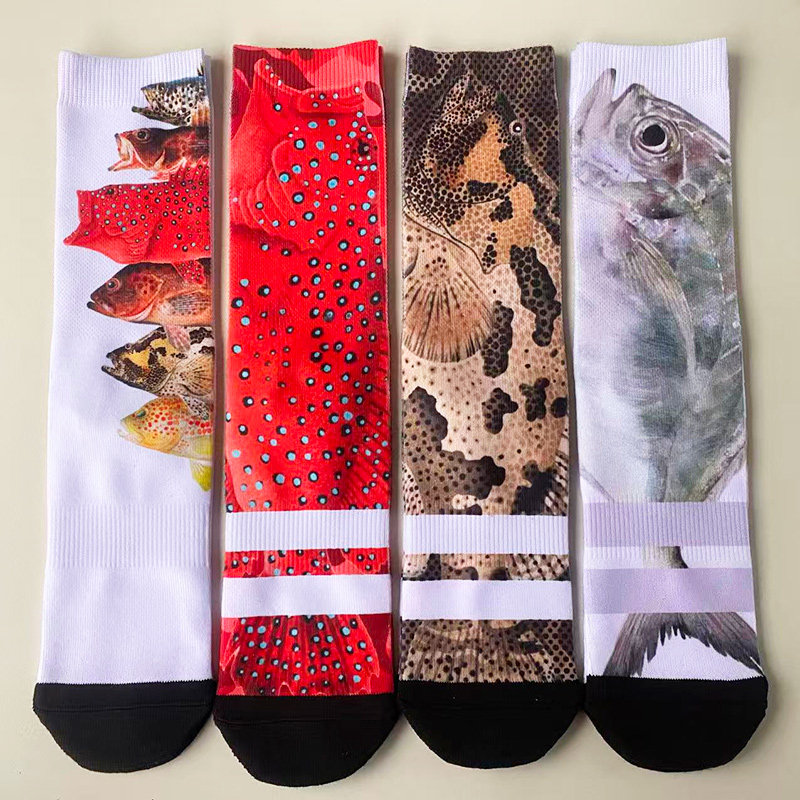 个性中高筒鱼图案潮袜男女中高筒毛巾底吸汗街头嘻哈百搭黑人袜子,女士内衣/男士内衣/家居服,中筒袜,淘宝优惠券,粉丝福利购,淘宝优惠卷