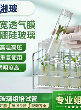 高硼硅玻璃组培试管实验用耐高温灭菌初代培养瓶子带透气盖培养管
