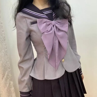 紫色超大领结女纯色蝴蝶结jk制服衬衫学院风燕尾水手服领花