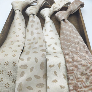 米色系列!领带男式高档高级款宝总同款领带男高級感8cm手打