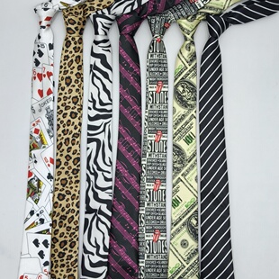 豹纹斑马个性5cm搭配衬衫ins学生领带男女百搭出游潮流