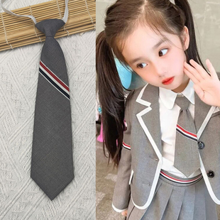灰色免打女学生儿童校服领带男童蝴蝶结领结女学院风jk制服领花