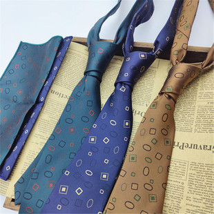 棕色领带男高級感7cm手打领带男蓝色领带男高级感拉链咖啡色领带