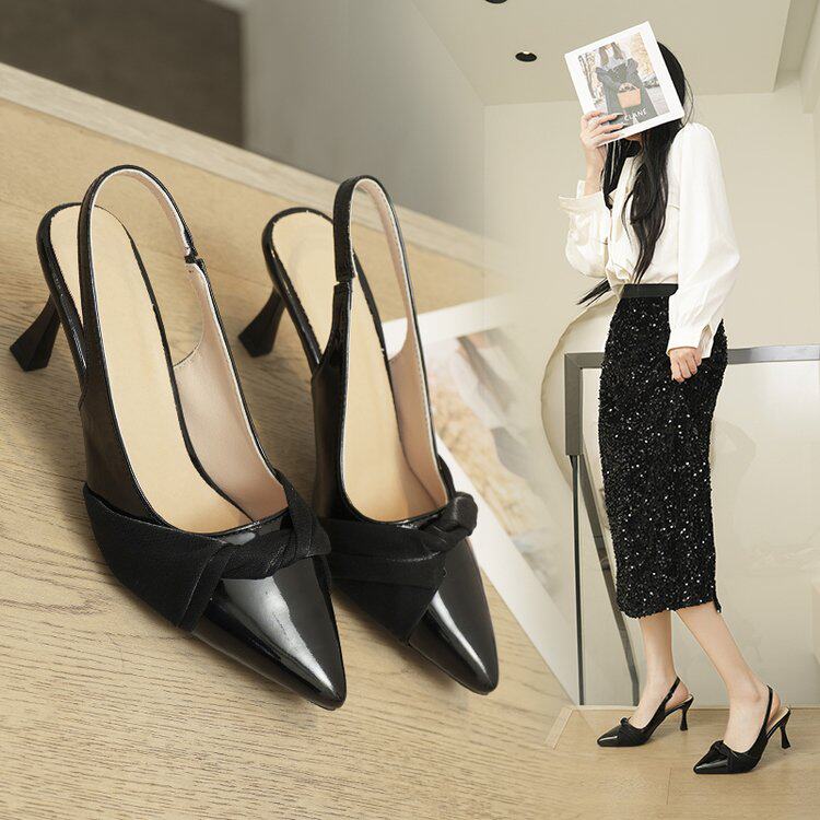 2026新款夏季尖头百搭高跟鞋细跟5cm仙女风法式气质宴会时装凉鞋