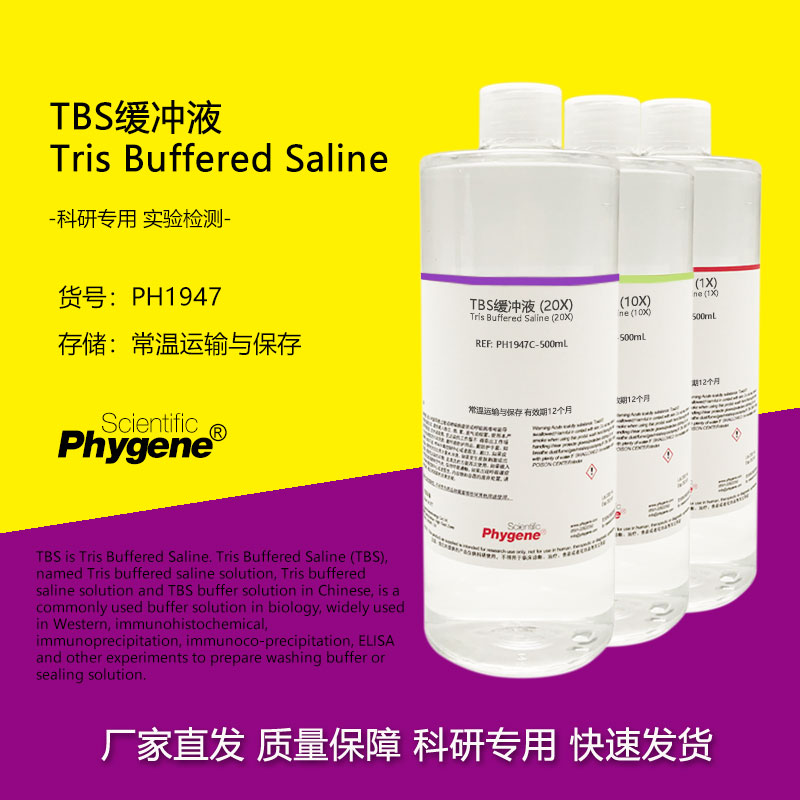 TBS缓冲液 Tris缓冲盐溶液 1X 10X 20X 科研实验 500mL PHYGENE