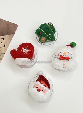 可爱毛绒圣诞雪人卡通手机壳懒人桌面支撑伸缩吸附magsaf磁吸支架