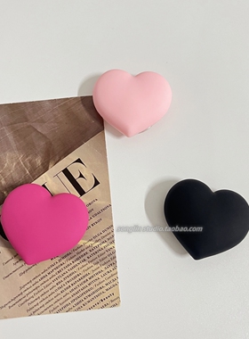 ins简约立体桃心粉色硅胶多巴胺x手机壳粘贴支撑桌面伸缩气囊支架