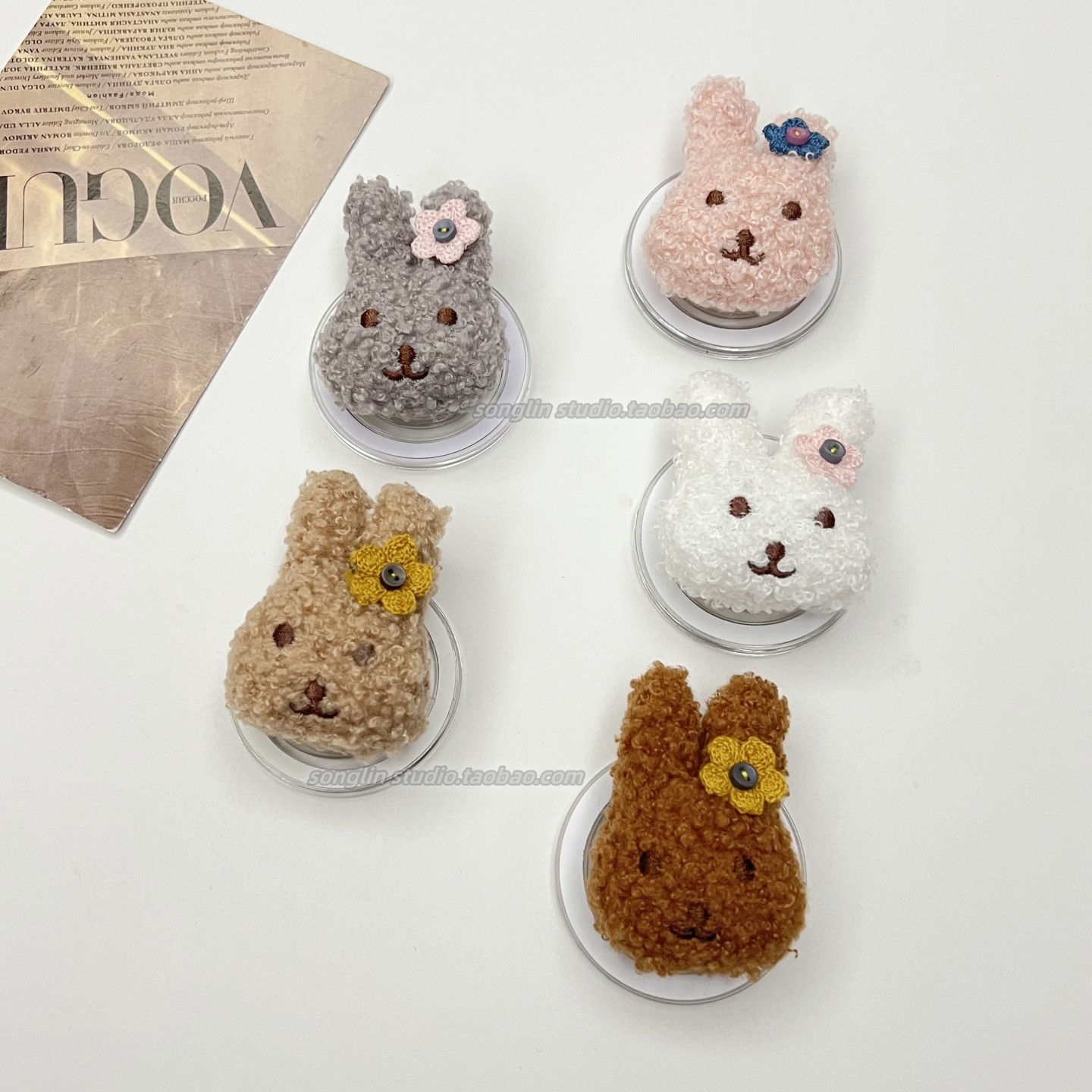 可爱毛绒米菲兔子手机壳磁吸支架