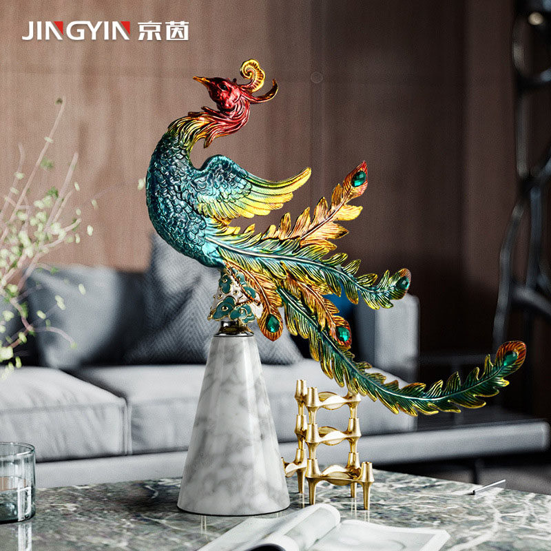 飞天凤凰中式风装饰品电视柜腾云瑞龙餐边柜玄关书房龙凤呈祥摆件