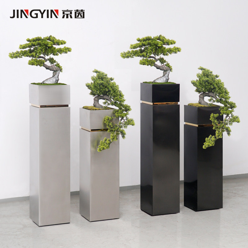 新中式艺术装饰品展厅店铺落地花盆摆件样板房客厅茶室仿真盆景