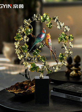 合金喜鹊客厅酒柜喜上眉梢摆件