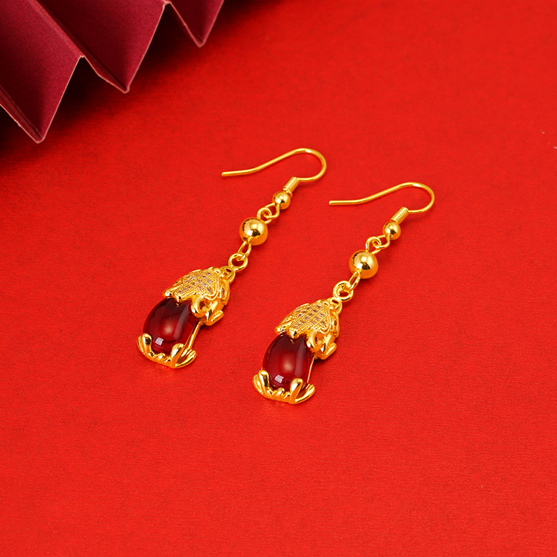 大耳环貔貅耳坠沙金厚重高级感