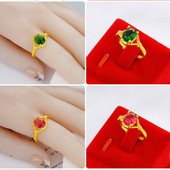 戒指沙金女久不掉色活口小众设计宝石指环仿真假黄金首饰镀金饰品