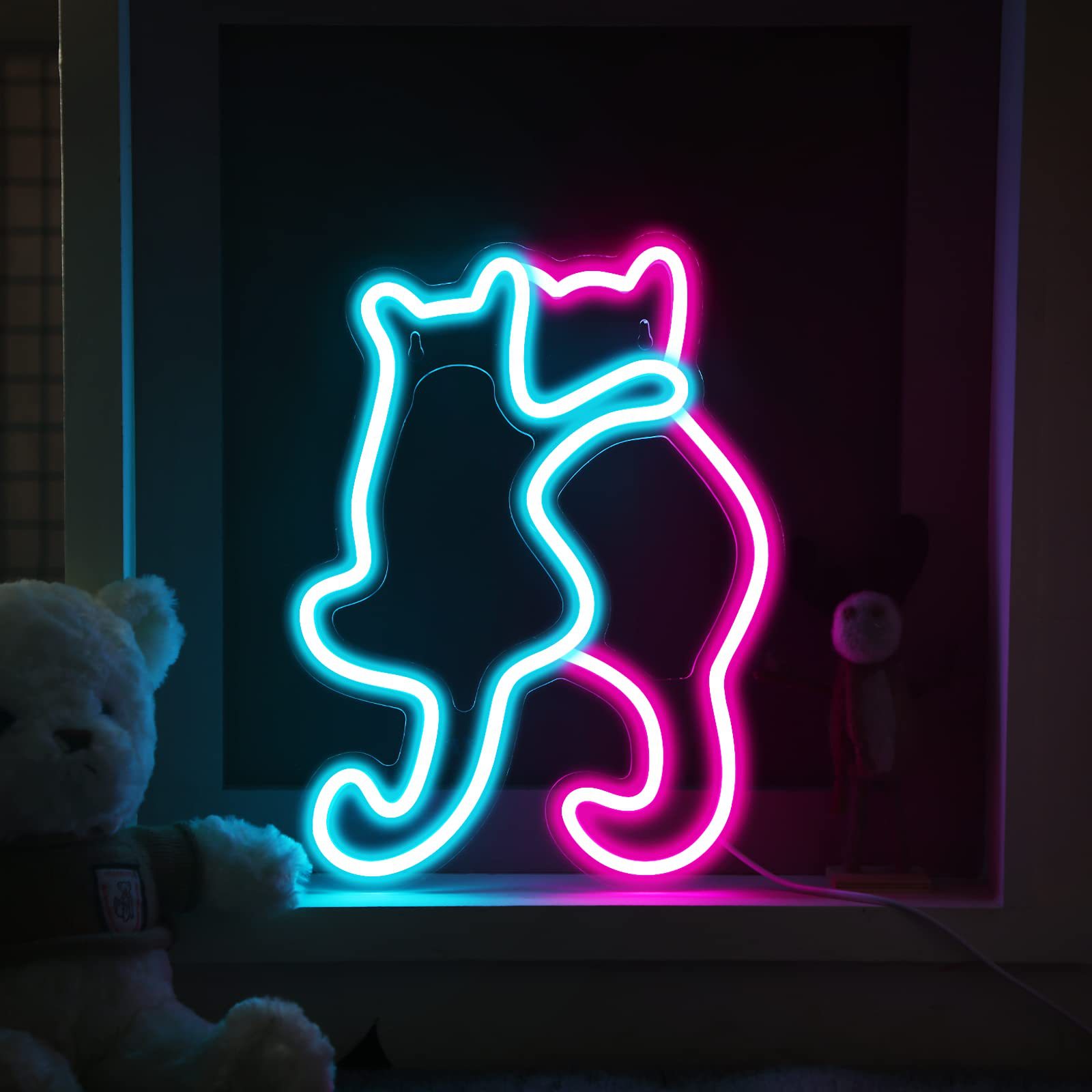 猫咪霓虹灯LED装饰氛围灯房间发光...