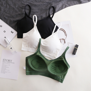 2022纯棉内衣学生高中女u型美背背心文胸一体夏薄款防走光抹胸女