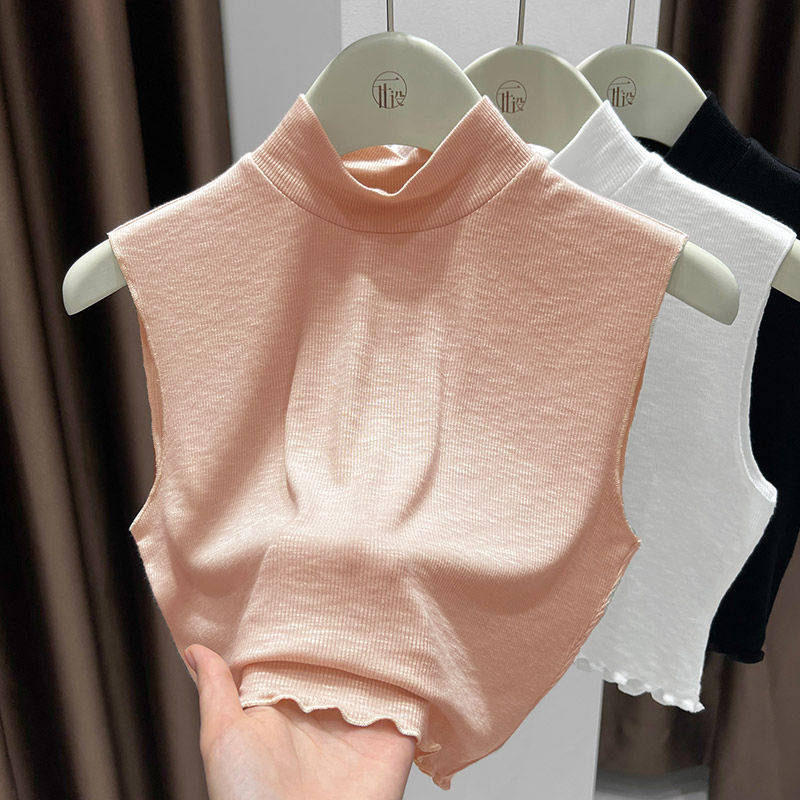 半高领修身上衣无袖纯色假领子神器半高领修身秋冬修身针织打底衫