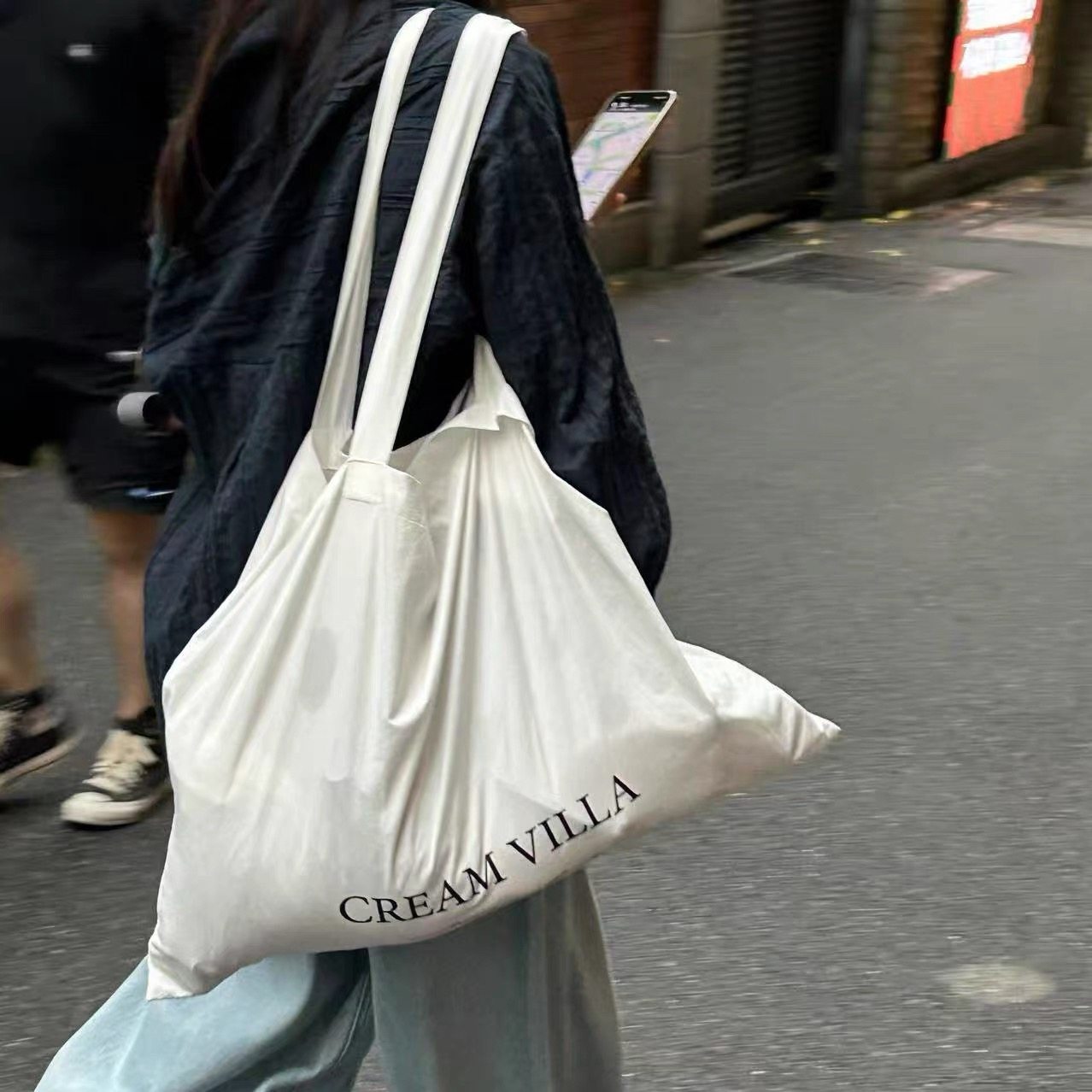 帆布袋定制logo服装店宣传手提袋大容量单肩包环保购物袋松弛帆布