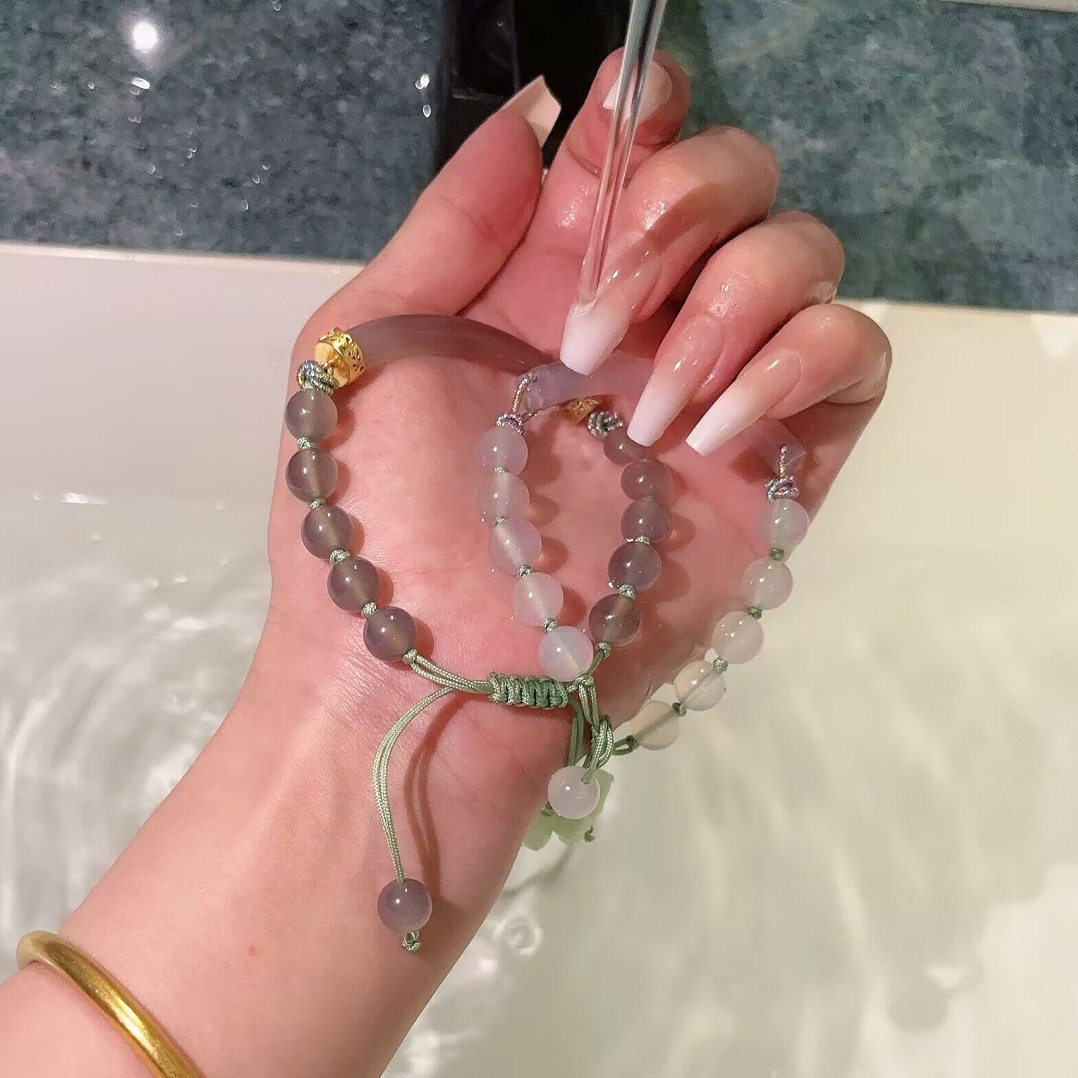 白月光冰感玛瑙手链DIY半镯手串玉髓半镯烟灰色古风手作玛瑙手镯