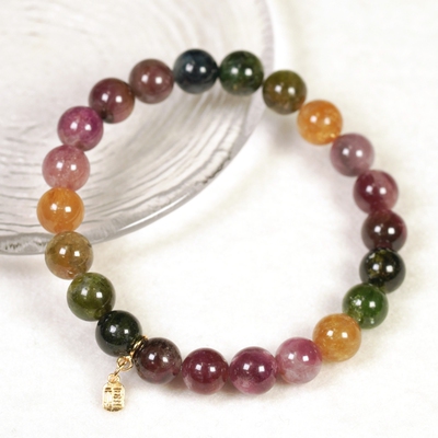 高品质天然老矿碧玺单圈手串8mm+（一物一证）多样性发一条