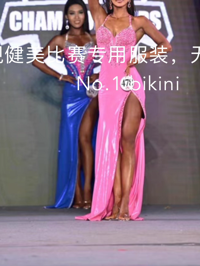 比基尼健身模特晚礼服健身美体小姐拖地晚礼服赛服