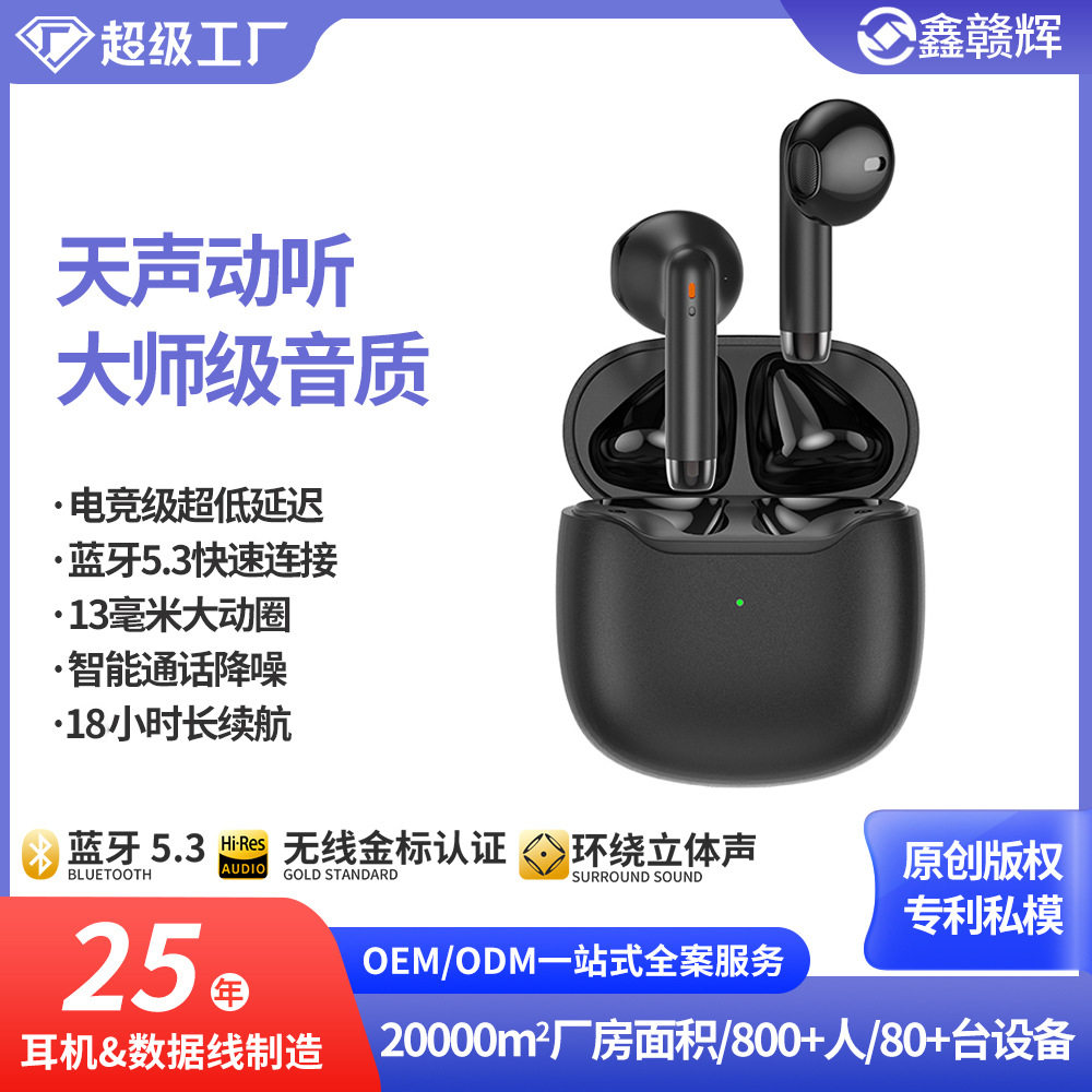 亚马逊防水私模TWS游戏无线耳机 立体声手机通话音乐蓝牙耳机5.3