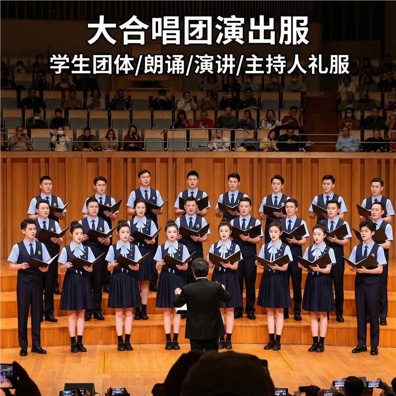 初高中生爱国合唱朗诵演出服男女成人毕业演讲大合唱团比赛礼服装图片
