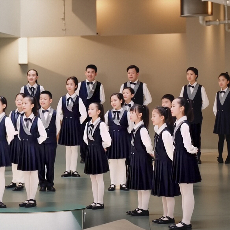 元旦儿童合唱服装演出服男女童礼服中小学生表演朗诵纱裙大合唱团