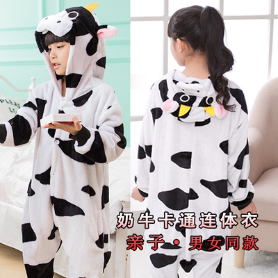 亲子表演服儿童连体衣奶牛服可爱