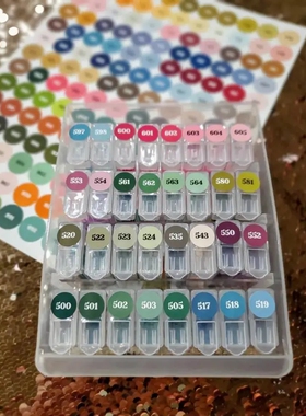 数字标签贴纸自粘dmc447方形圆形爱心彩色4张钻石画米珠收纳盒贴