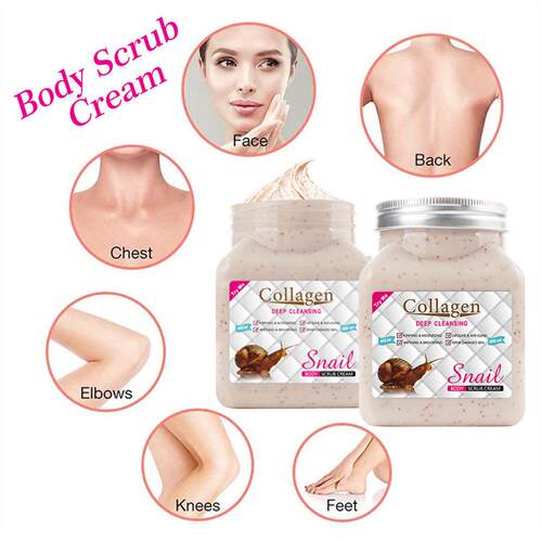 collagen snail body scrub cream keratin蜗牛骨胶原磨砂膏white