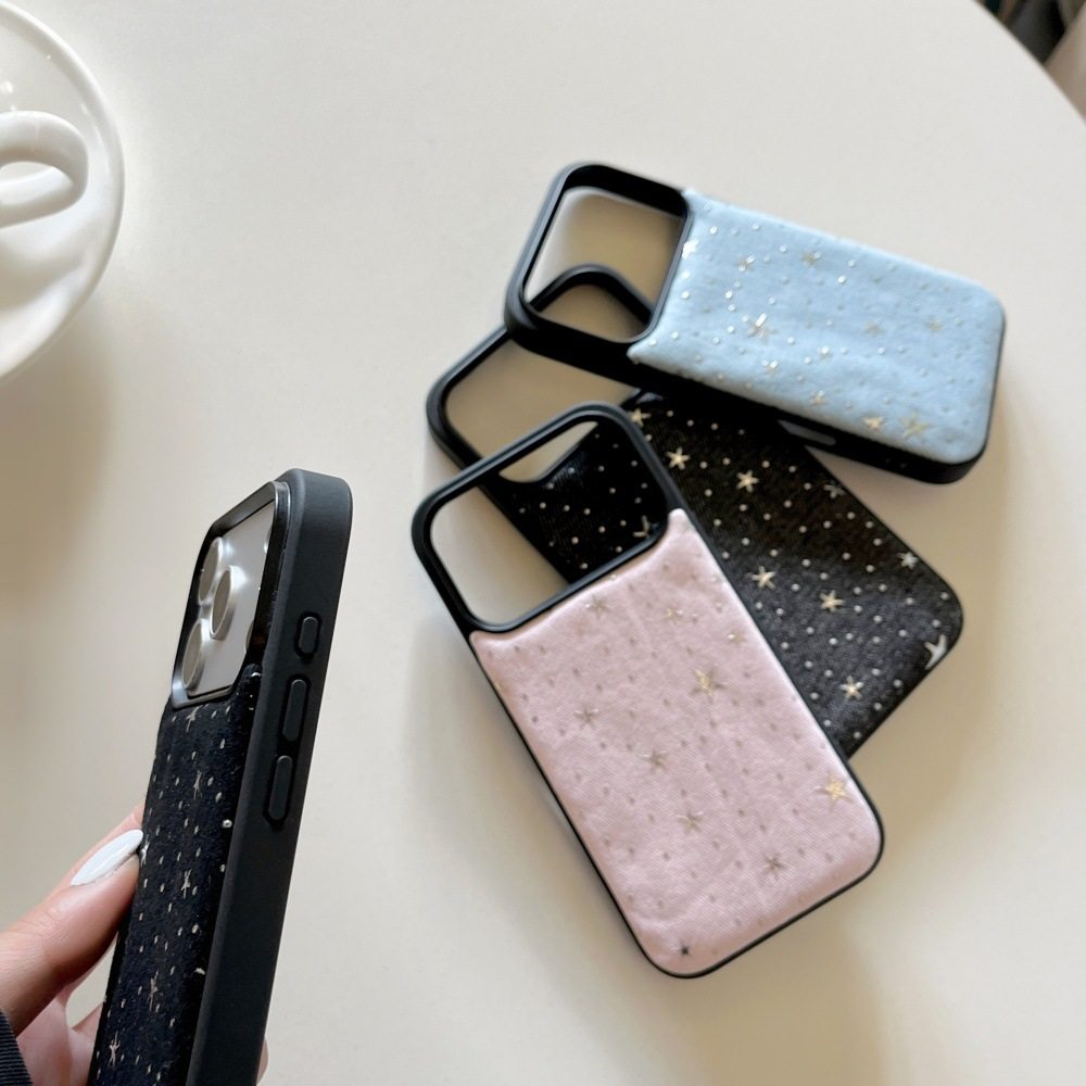 烫银星星纯色手机壳适用苹果17/16PRO小众防摔iPhone15/14小香风