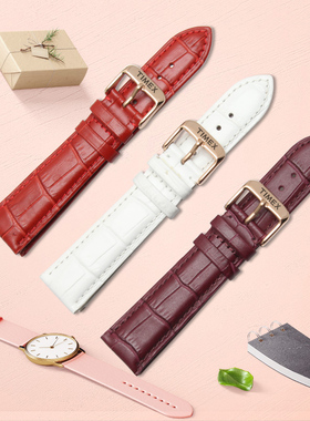 TIMEX/天美时女表带星空时尚潮流蓝色黑色牛皮表链真皮12 18 20mm