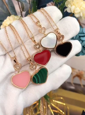 灵动钻爱心锁骨链红玛瑙桃心项链