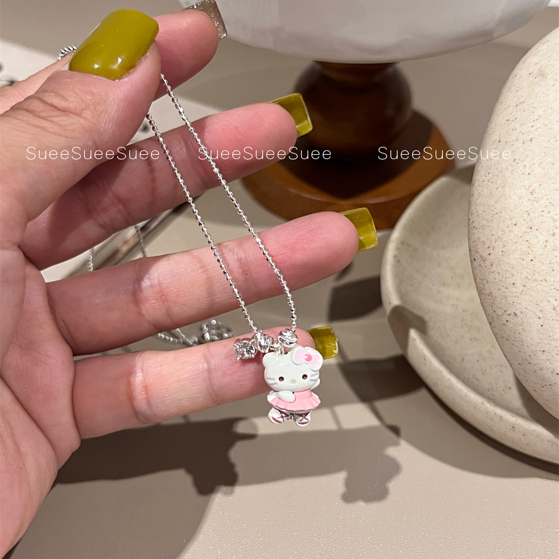 韩国东大门可爱卡通kitty猫吊坠项链女小众叠搭锁骨链ins颈链配饰