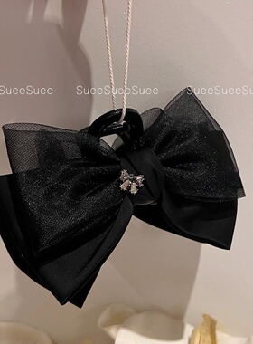 韩国东大门新款高级感缎面蝴蝶结抓夹在逃公主发夹女后脑勺发饰女