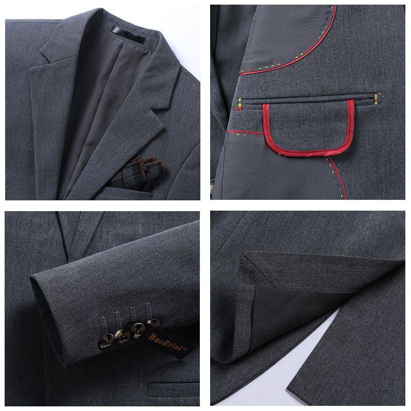 休闲西服套装男韩版修身高档西装全套男潮流外套痞帅男装一套成熟