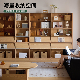 懒生活卡座书柜整墙一体客厅落地自由组合实木储物柜防尘满墙书柜
