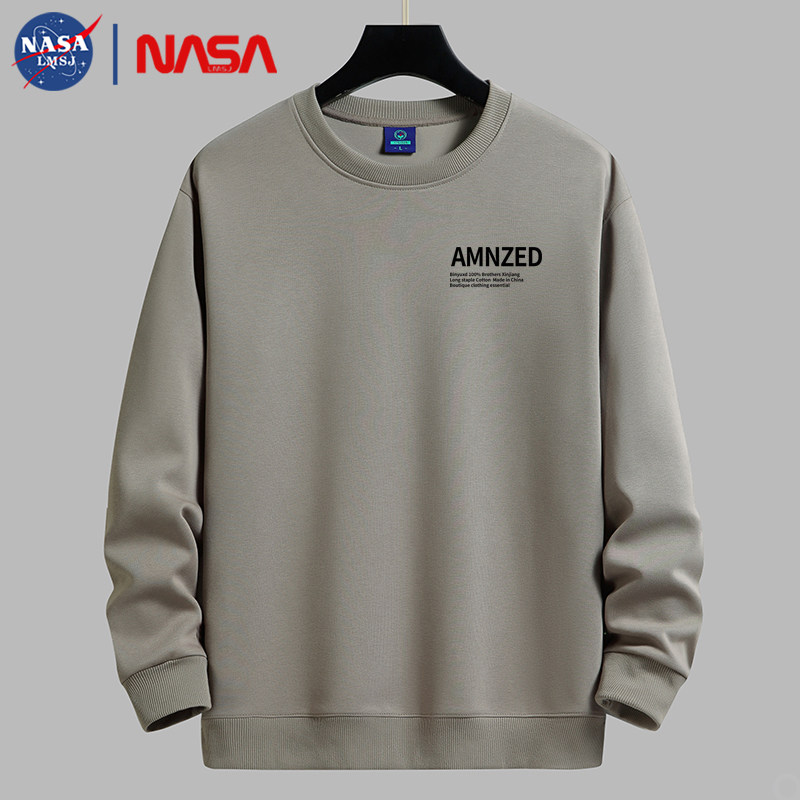 NASA原创重磅长绒棉男士卫衣秋冬款加绒加厚圆领宽松大码保暖衣
