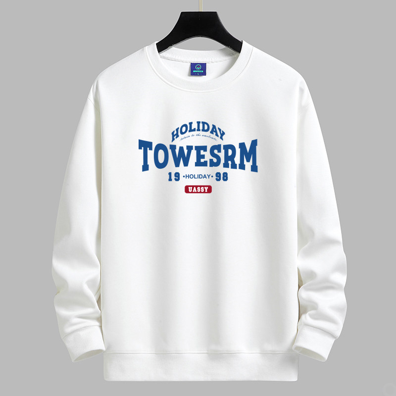 秋冬重磅圆领卫衣男士休闲宽松加绒加厚青年学生潮流打底纯棉长袖