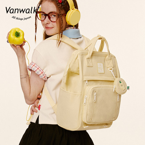 VANWALK fun market大容量学生双肩包新款户外出游旅行电脑书包女