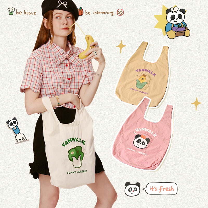 VANWALK fun market牛津帆布包夏天手提环保轻便折叠大容量购物袋