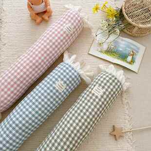 A类圆柱床围水洗棉蝴蝶结花边墙挡枕头可拆洗儿童靠枕多功能抱枕