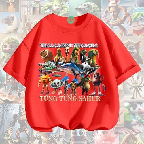 儿童纯棉美国山海经通通哥T恤木棍人短袖A类女童短袖T恤打底上衣