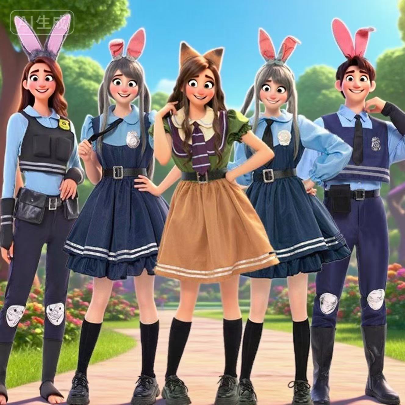 圣诞节新款疯狂动物城2服装成人儿童女亲子朱迪兔子警官cos服全套