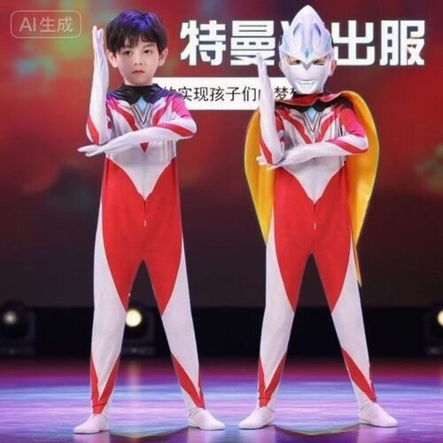 幼儿园61儿童真人版cos亚刻奥特曼演出服男孩亮灯卡通演出表演服