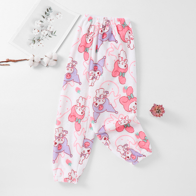 儿童珊瑚绒睡裤女童秋冬季法兰绒中大童男孩加绒保暖束脚家居长裤